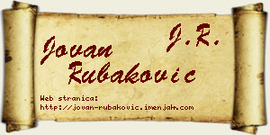 Jovan Rubaković vizit kartica